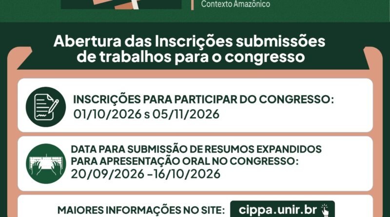 AROM divulga 1º Congresso Internacional de Políticas Públicas da Amazônia promovido pela UNIR